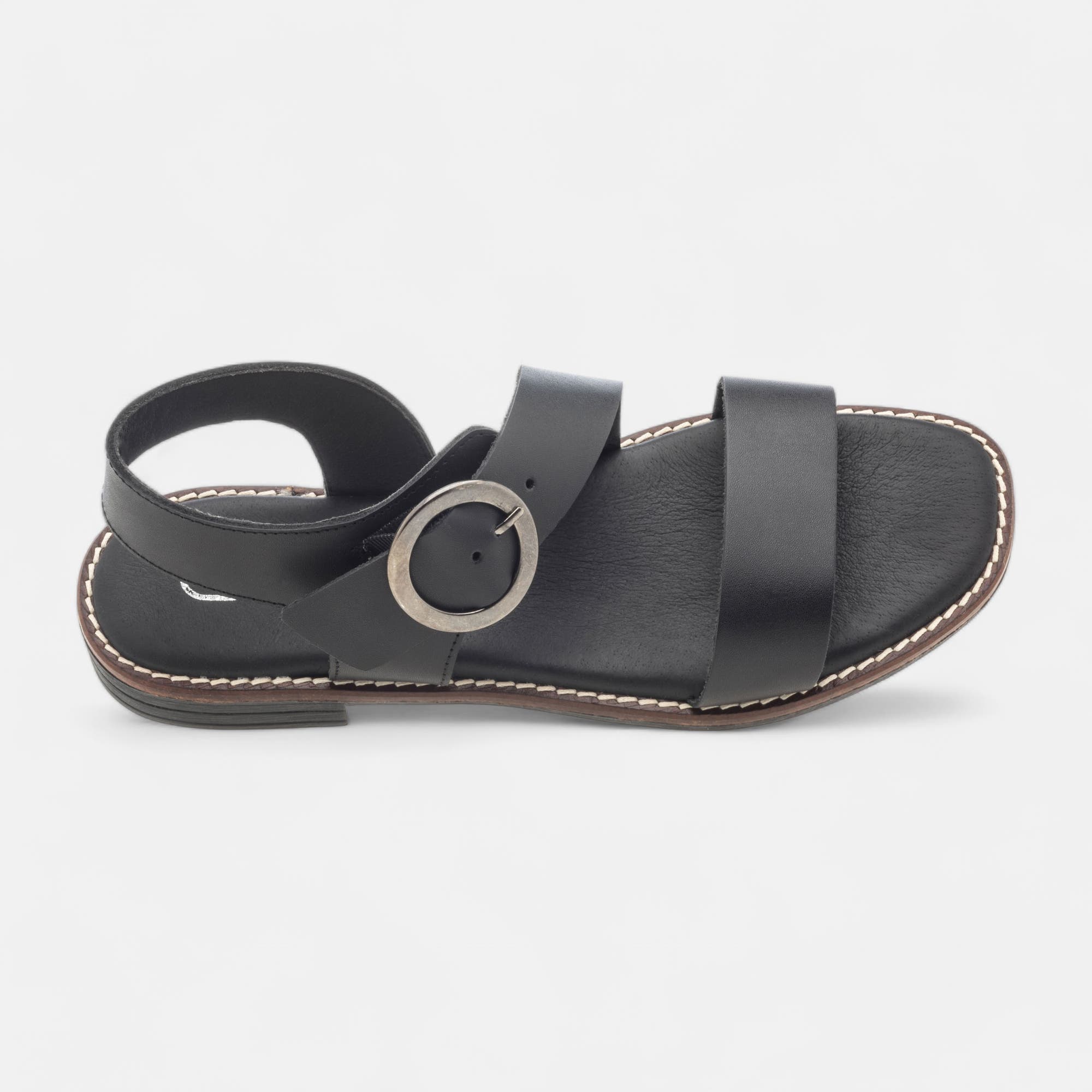 Nu-pieds Femme en cuir noir