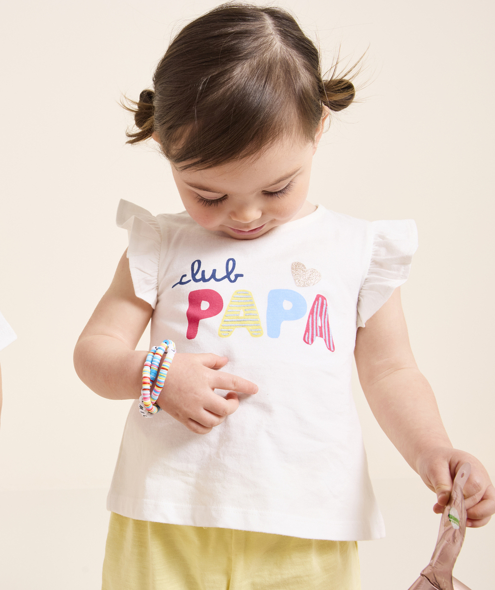 t-shirt bébé fille en coton bio blanc message club papa