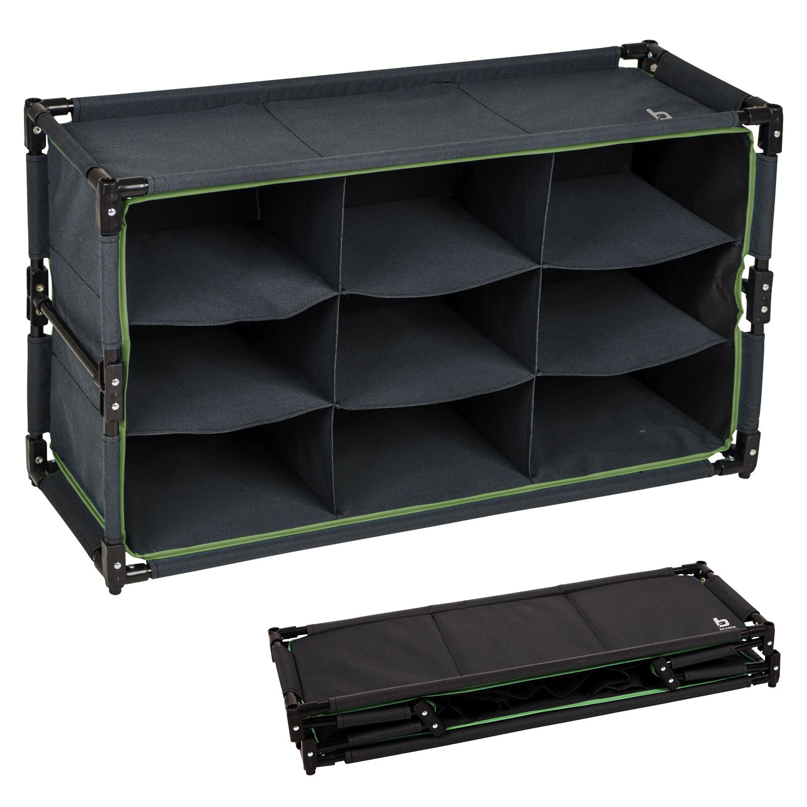 BO-CAMP Faltschrank Camping Schrank Regal Zelt Organizer Garderobe 9Fächer Stahl