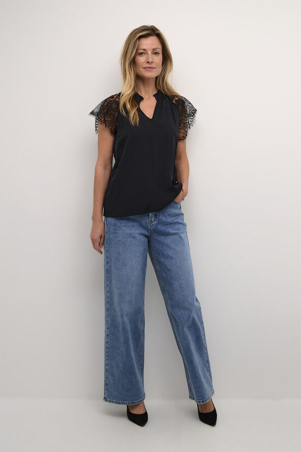 Cream CRNola Lace Blouse Pitch black