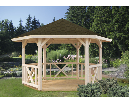 Palmako Betty paviljoen met leuning, 9,9 m² Ø 337 cm, naturel