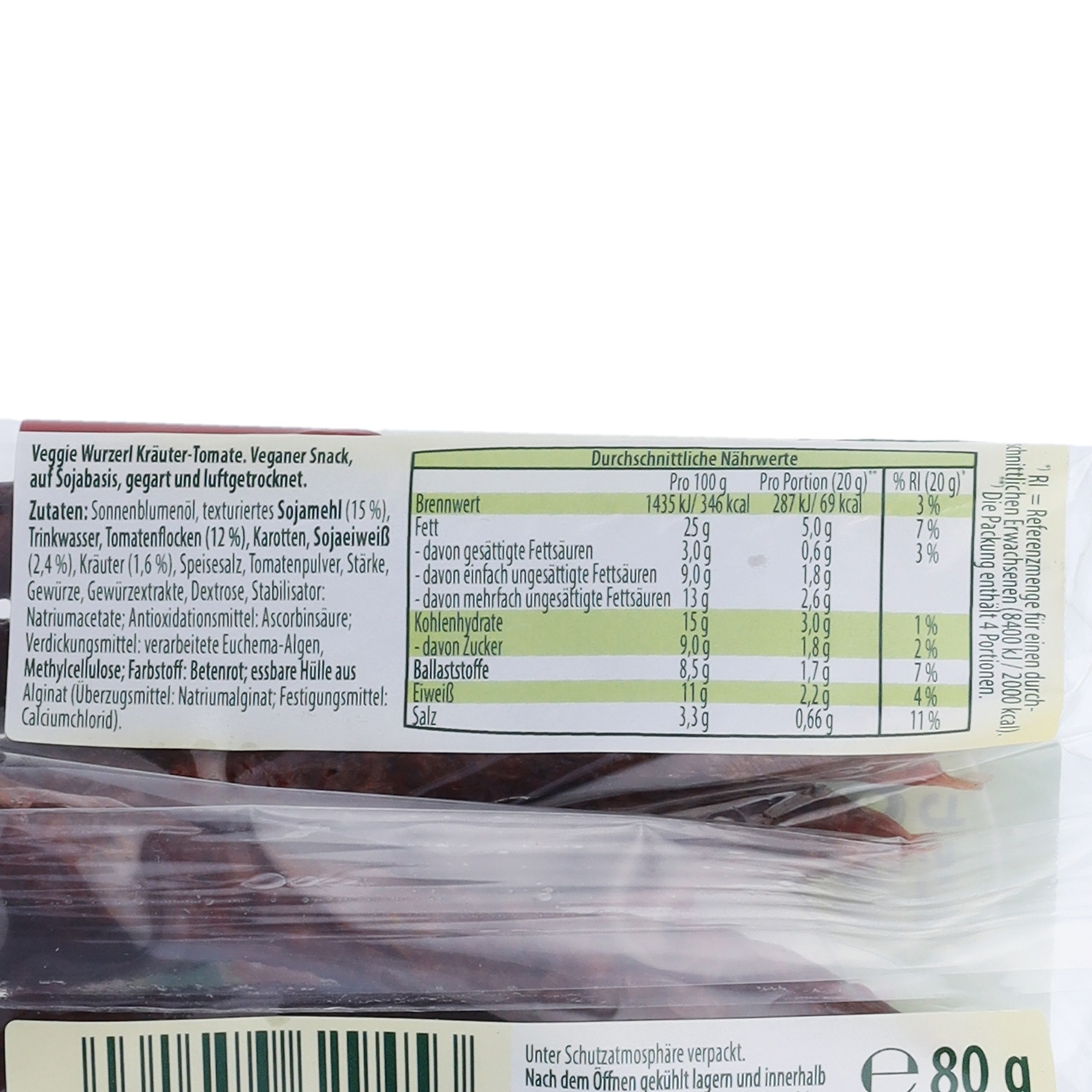 JUST VEG! Vegane Kaminwurzerl, Kräuter-Tomate 80 g