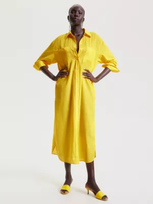 Vestido camisa maxi de voile descontraído