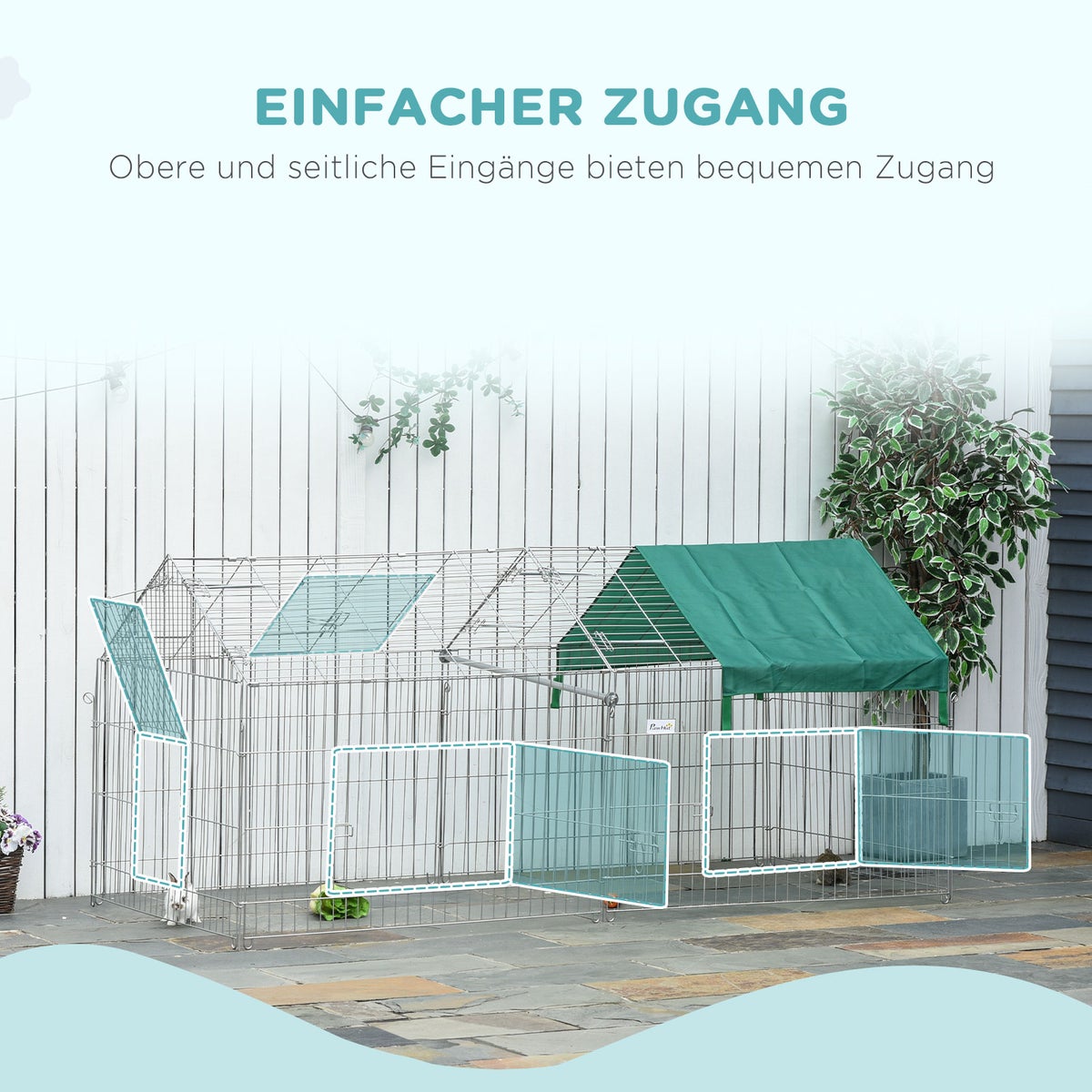 PawHut Outdoor Enclosure, kleine dierenverblijf, 220 x 103 x 103 cm, staal, groen