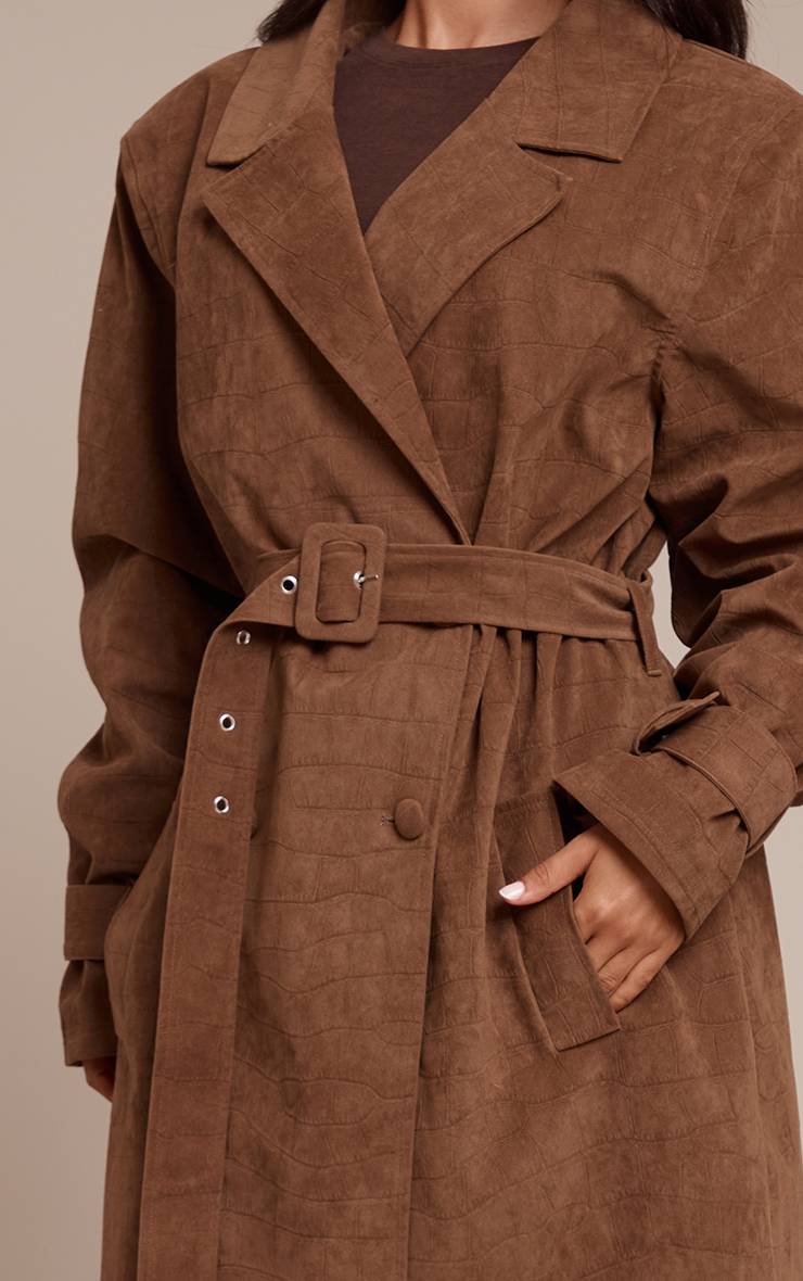 Chocolat Trench-coat Petite En Synthétique Effet Croco