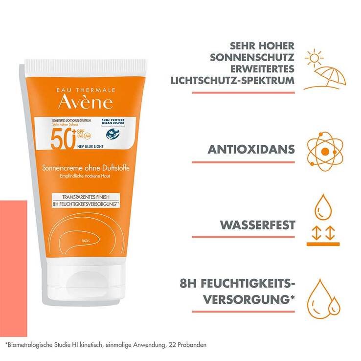 Avene Sonnencreme SPF 50 + ohne Duftstoffe, 50 ml