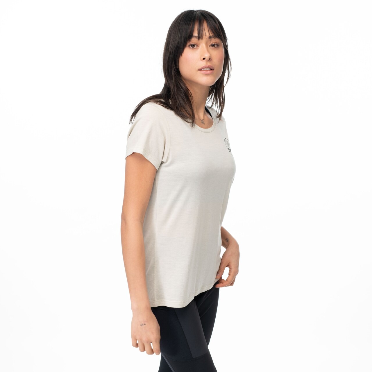 Graphic Wool Tee Dame Chalk Sand/Solid Charcoal