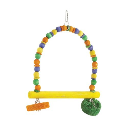 Balanço de pássaro com contas multicoloridas