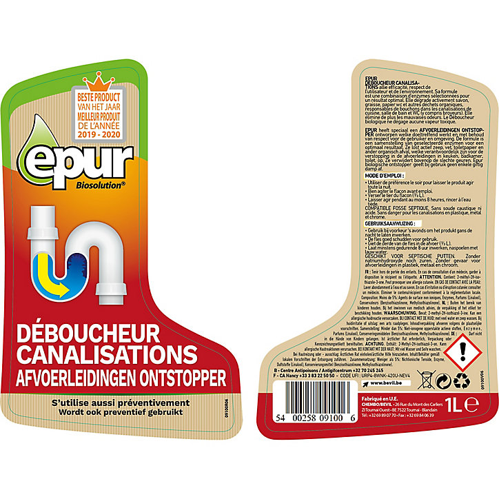Bio-déboucheur canalisations Epur 1L