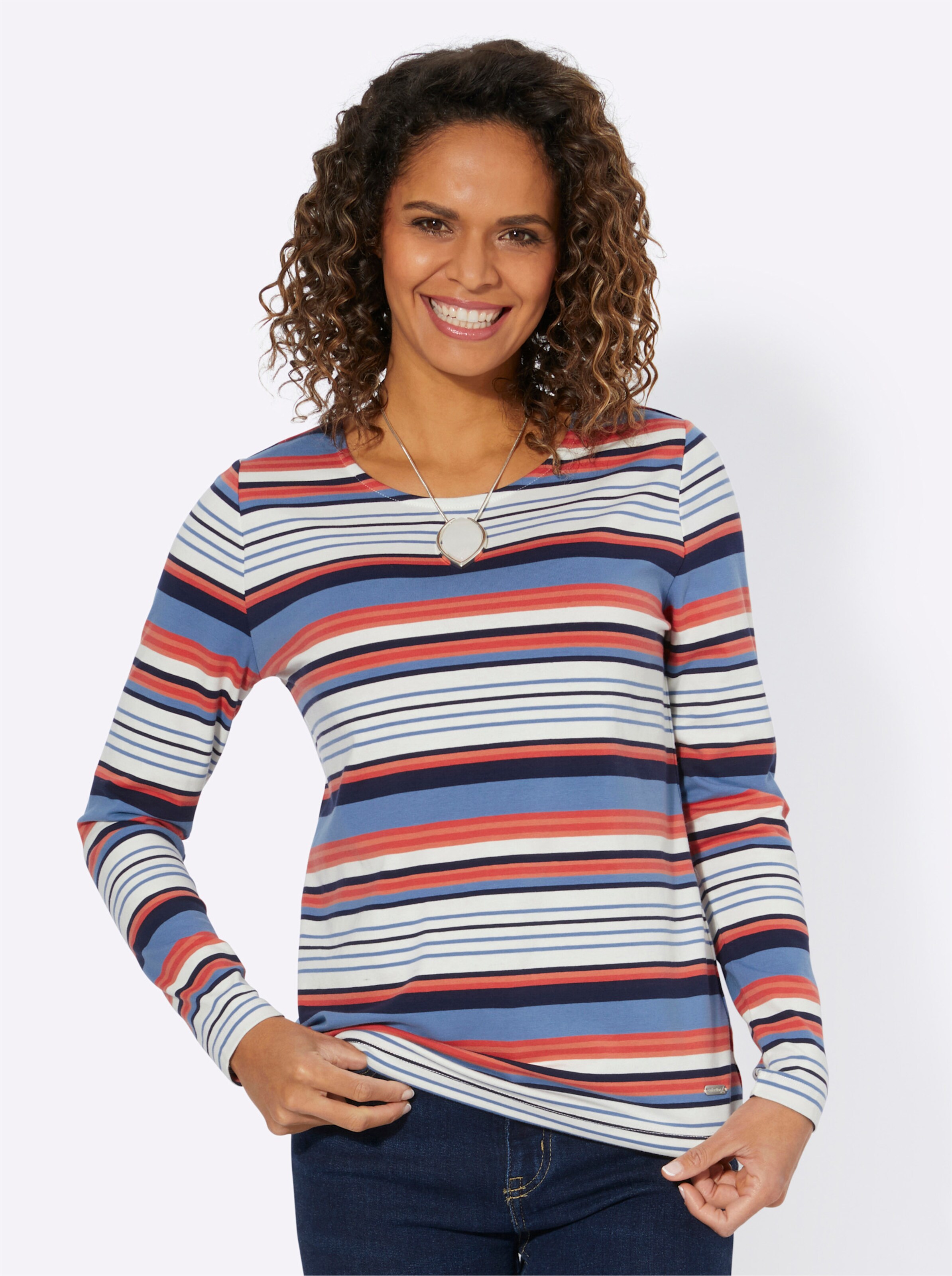 Ringelshirt in marine-ecru-geringelt