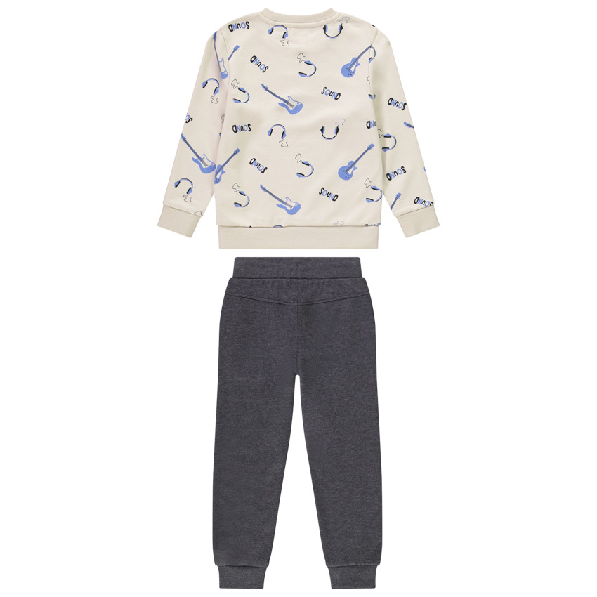 Ensemble en molleton sweat imprimé musique + jogging pour garçon