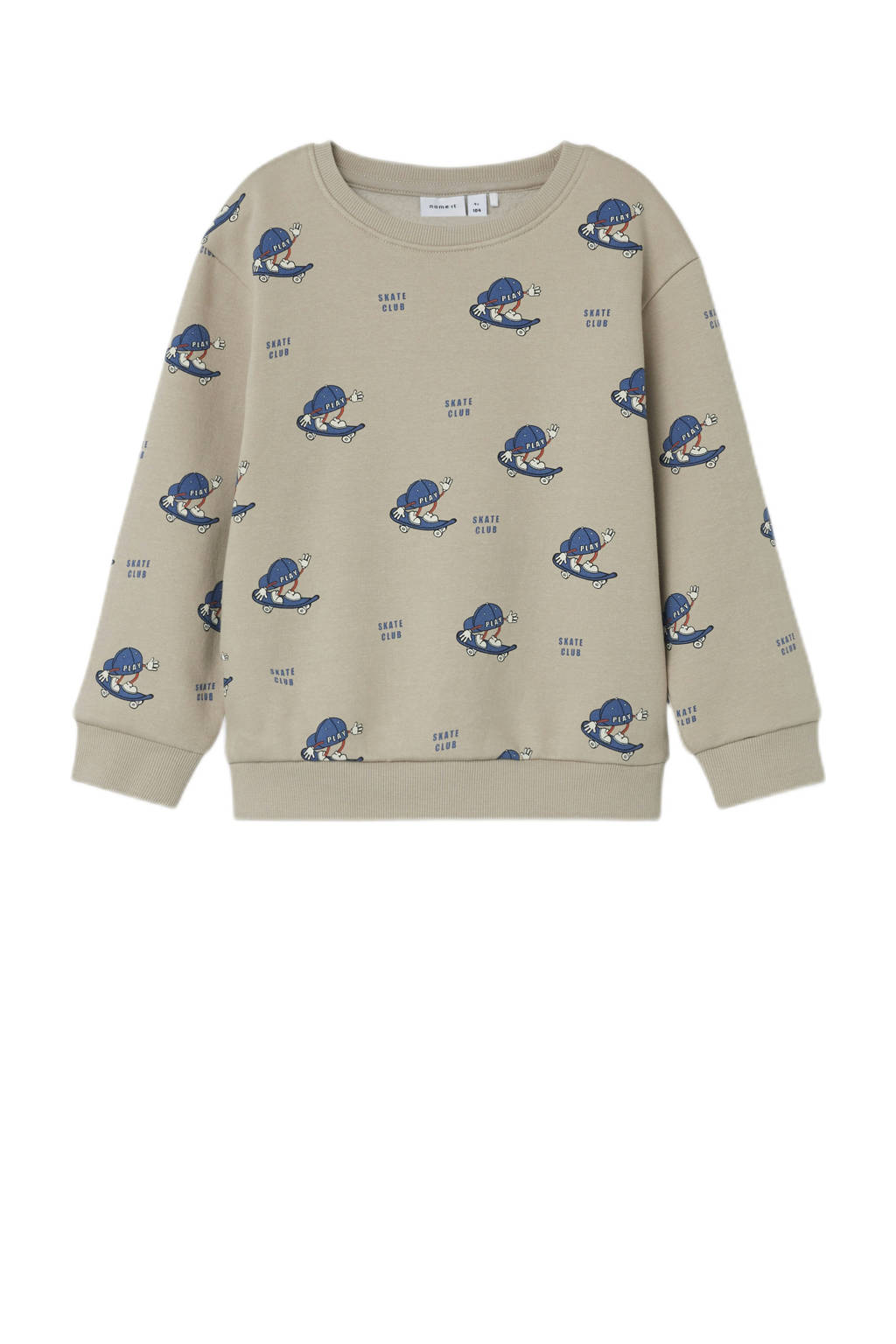 NAME IT sweater NMMOTTO met all over print beige/blauw