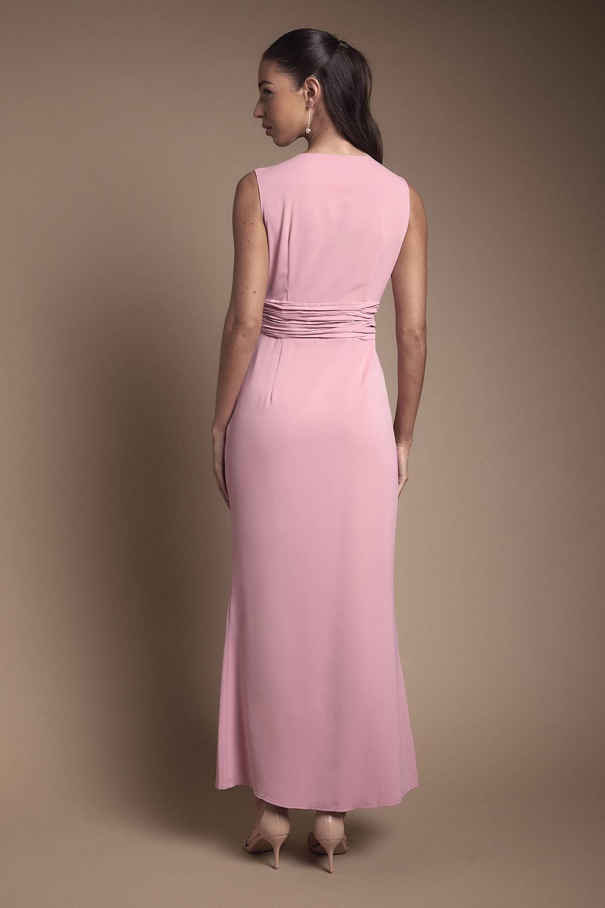 Coast Robe Longue de Demoiselle d'Honneur à Devant Croisé et Taille Plissée