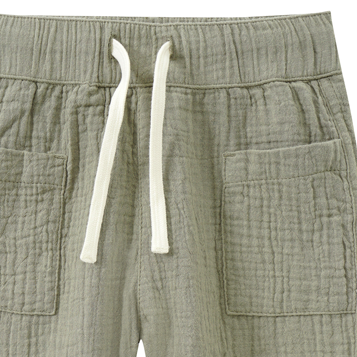 Topomini Pure Collection Baby Musselin-Hose mit Elastikbund oliv