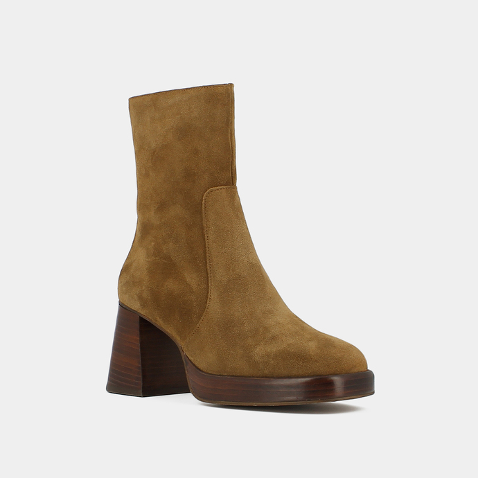 Boots à plateformes  en croute tabac
