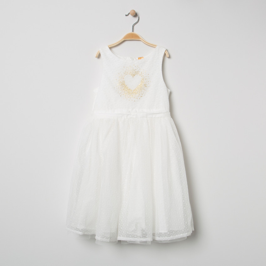 Robe de cérémonie à dentelle et coeur doré