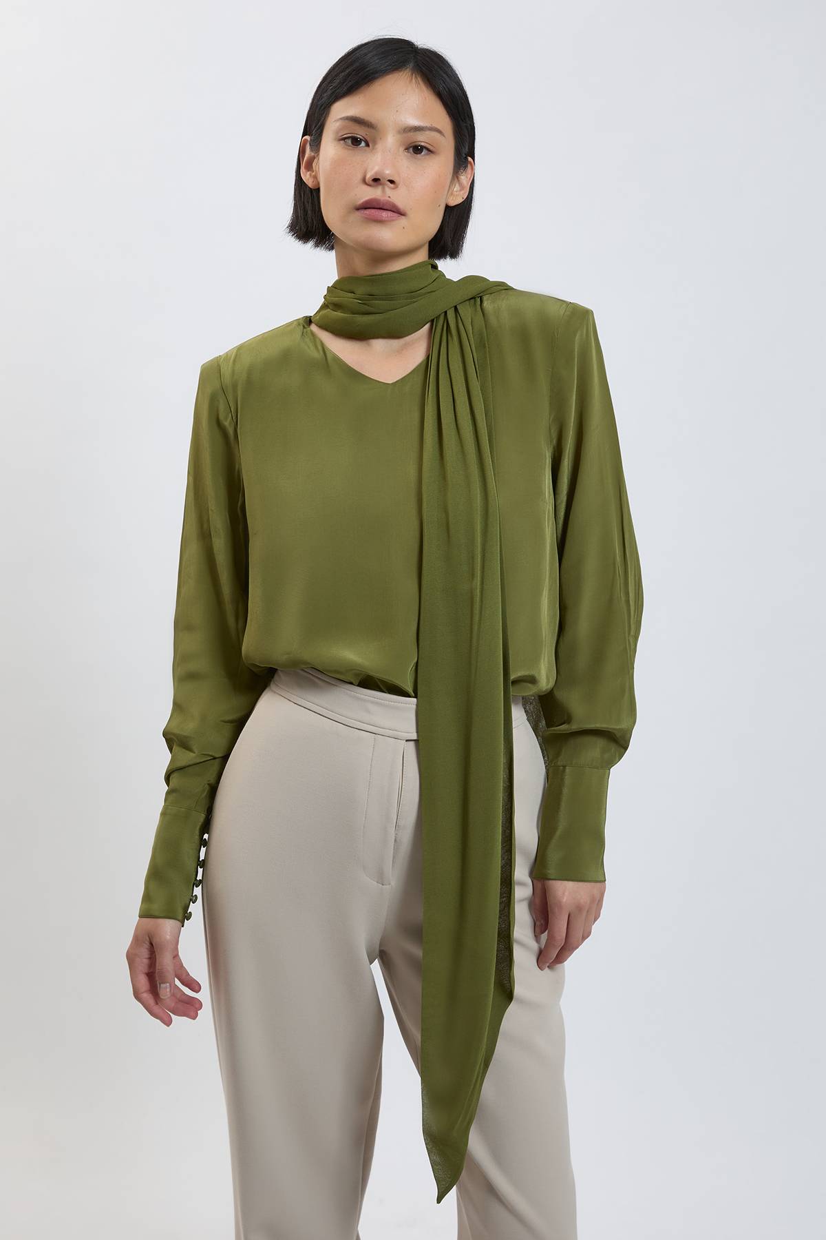 KarenMillen Haut En Viscose À Détail Foulard Petite