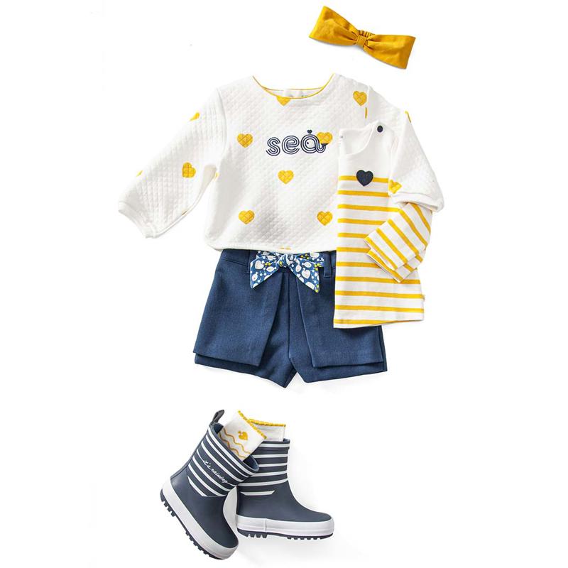 Short à pans effet jupe bleue bébé fille Bleu
