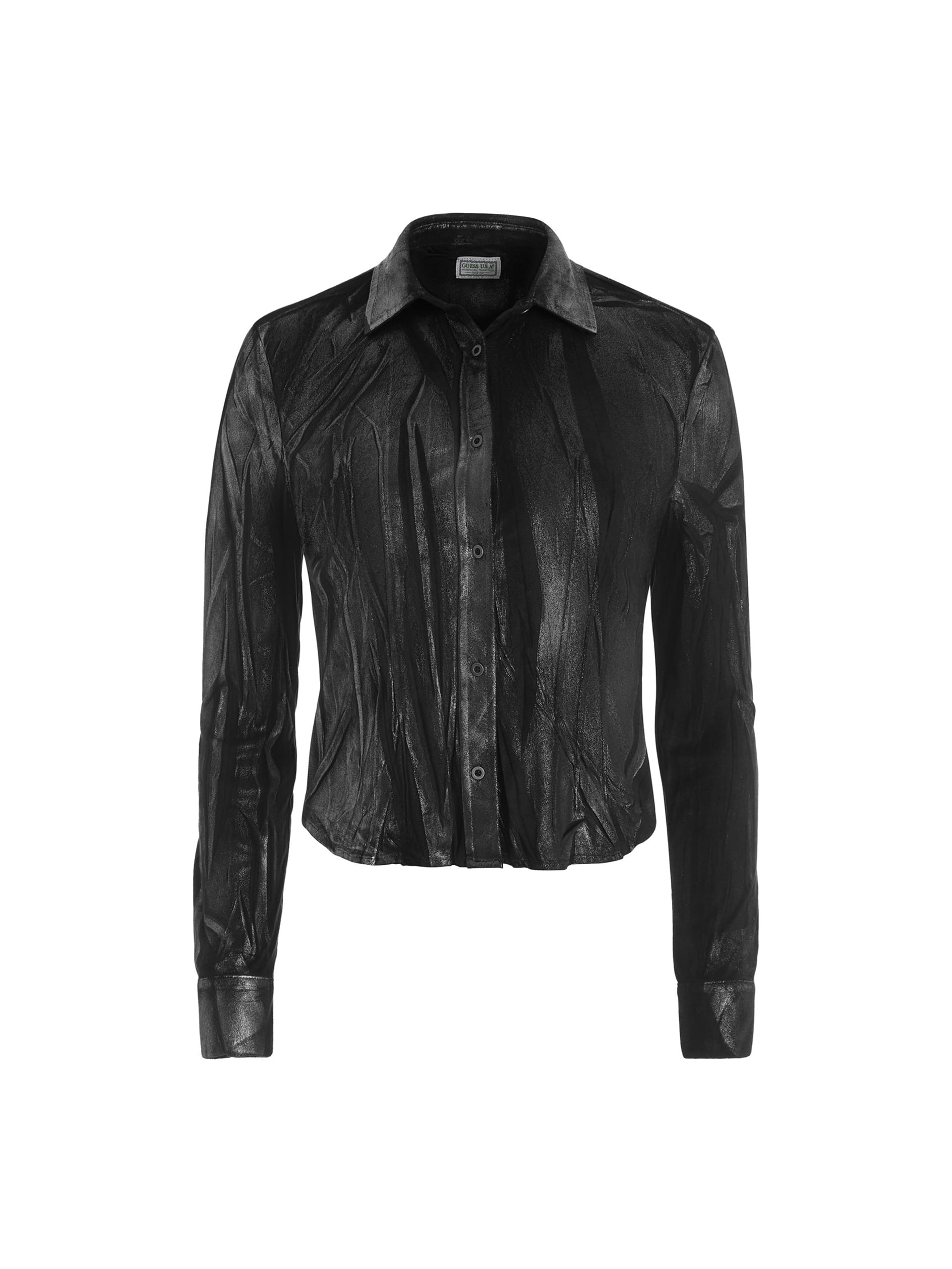 camisa de camurça sintética com estampa metálica