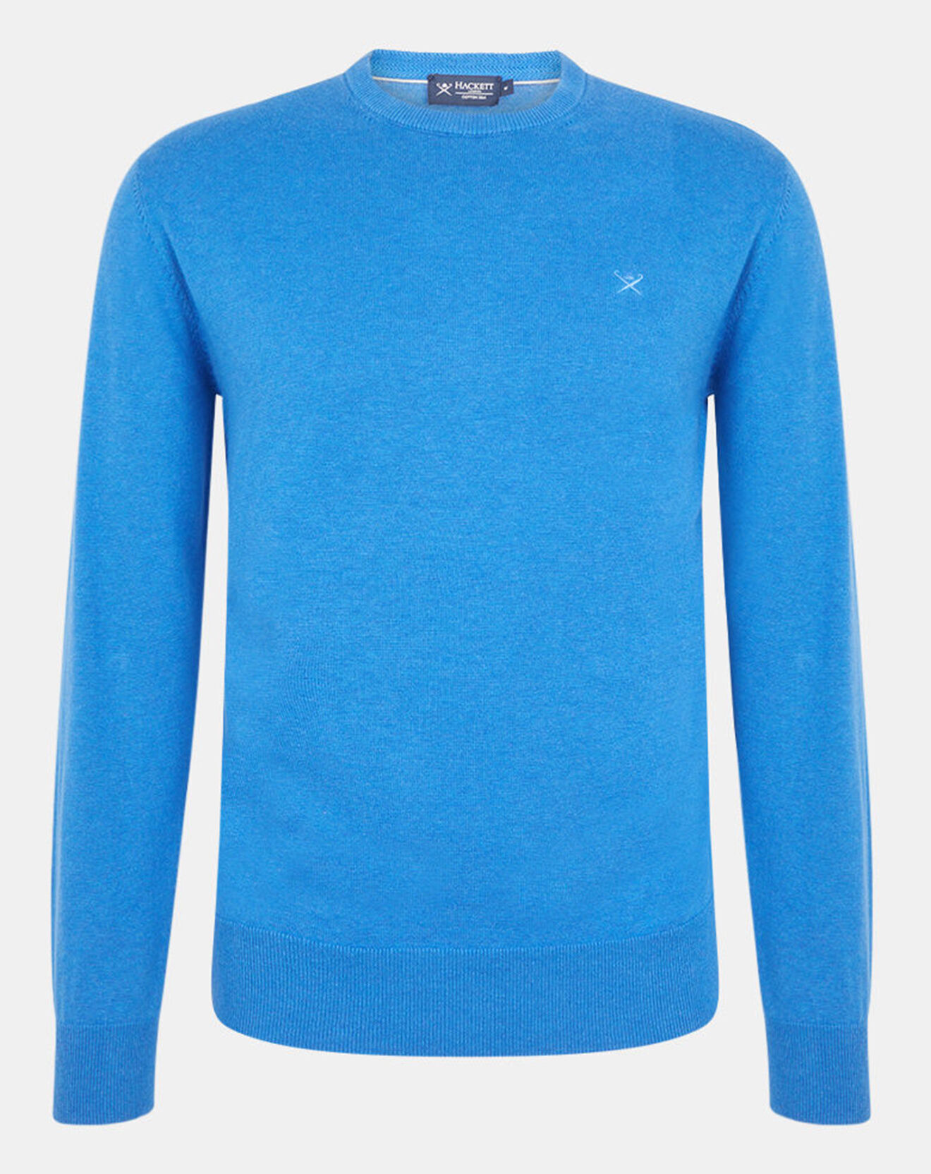 Hackett London Pull en Coton & Soie col rond bleu vif