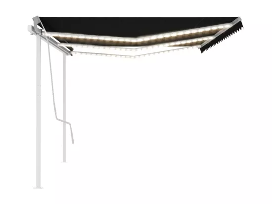 Auvent manuel rétractable avec LED 6x3 m Anthracite