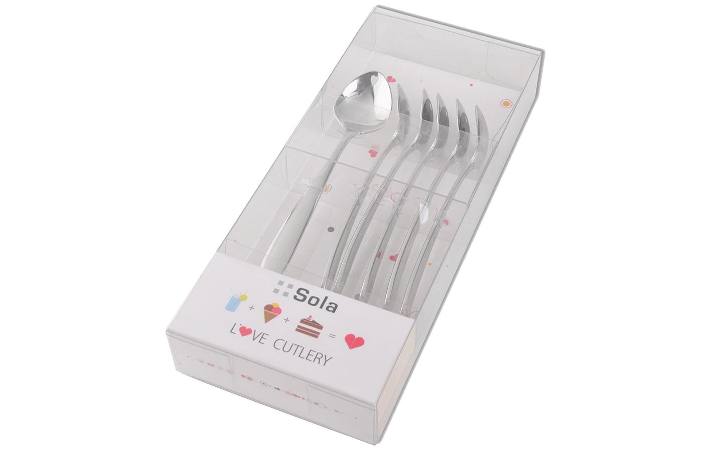 Eislöffel S-Line 6 Stück, ChromGlacelöffel-Set mit Herz