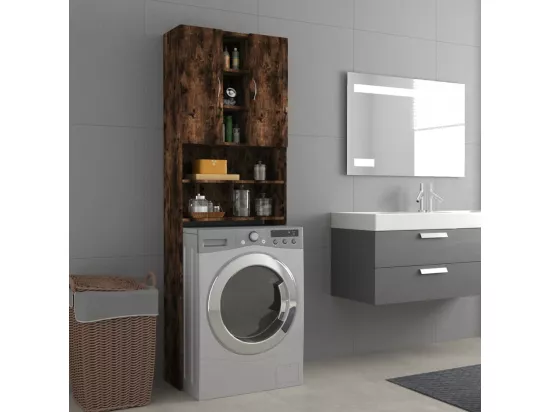 Meuble pour machine à laver Chêne fumé 64x25,5x190 cm