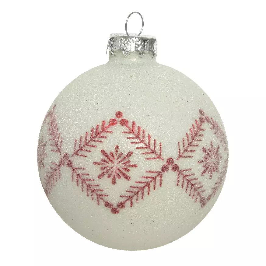 Lot de 3 boules de Noël en verre (D80 mm) Teva Blanc