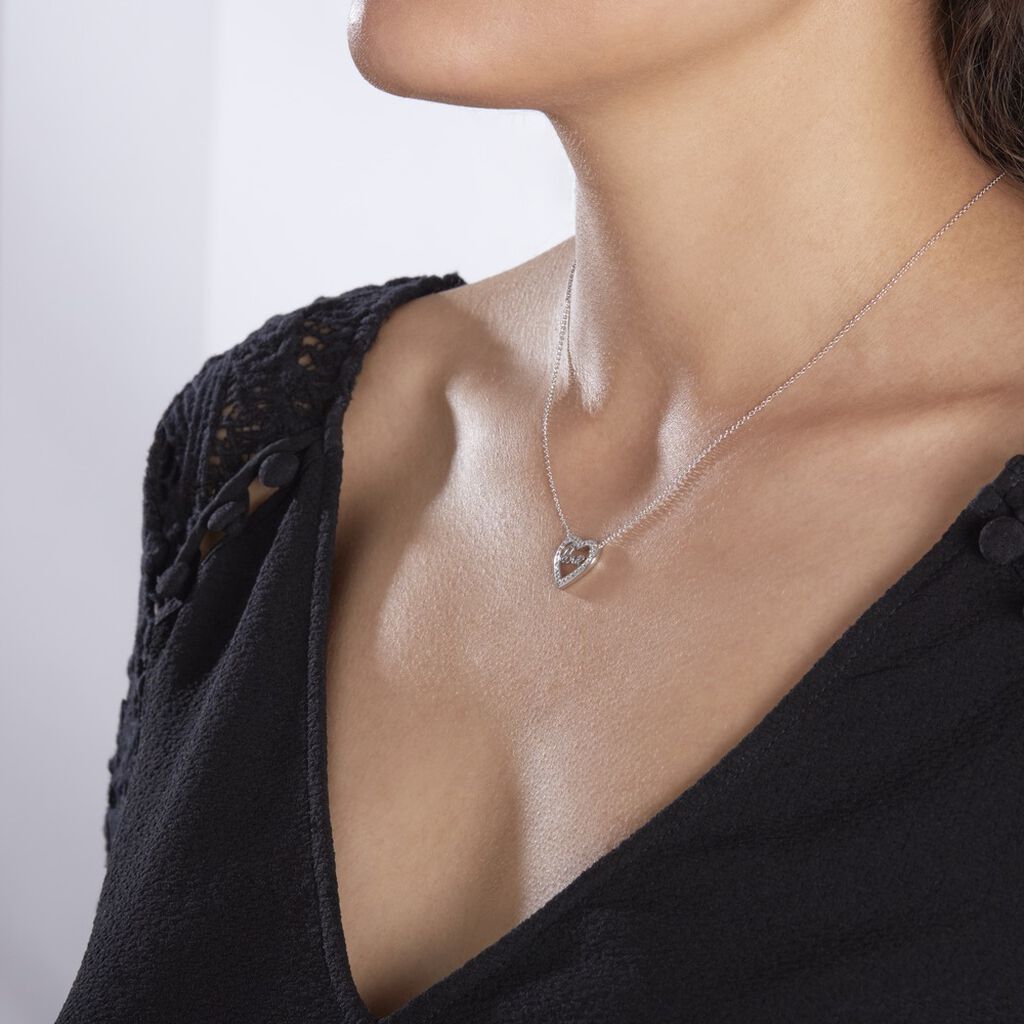 Collier Elansa Argent Blanc Oxyde De Zirconium