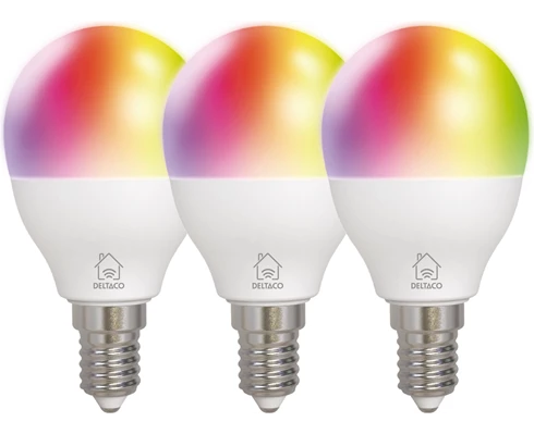 Deltaco SMART HOME RGB bulbs, E14, G45, 5W, mini globe