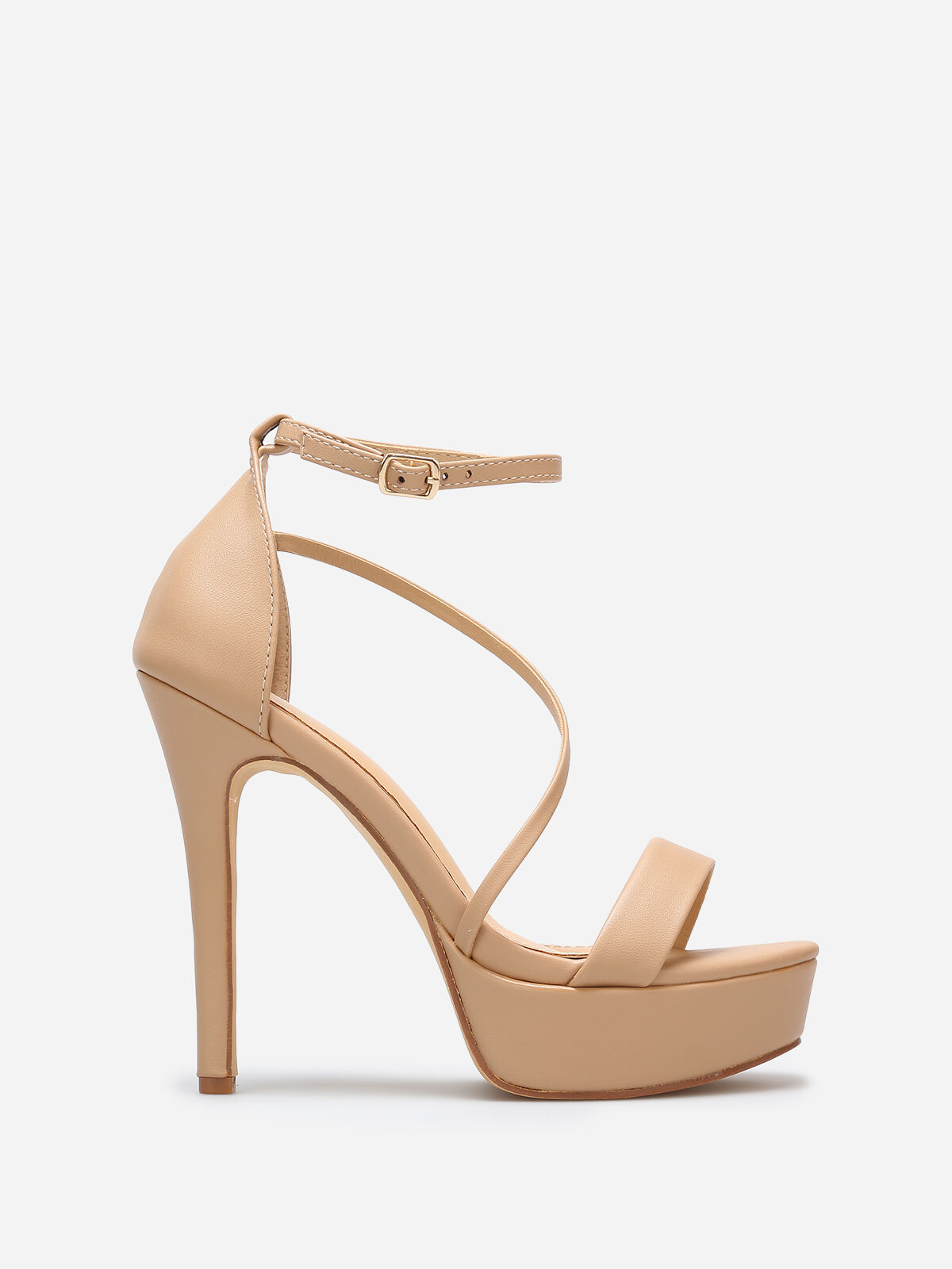 Sandales à plateforme et talon fin- Beige