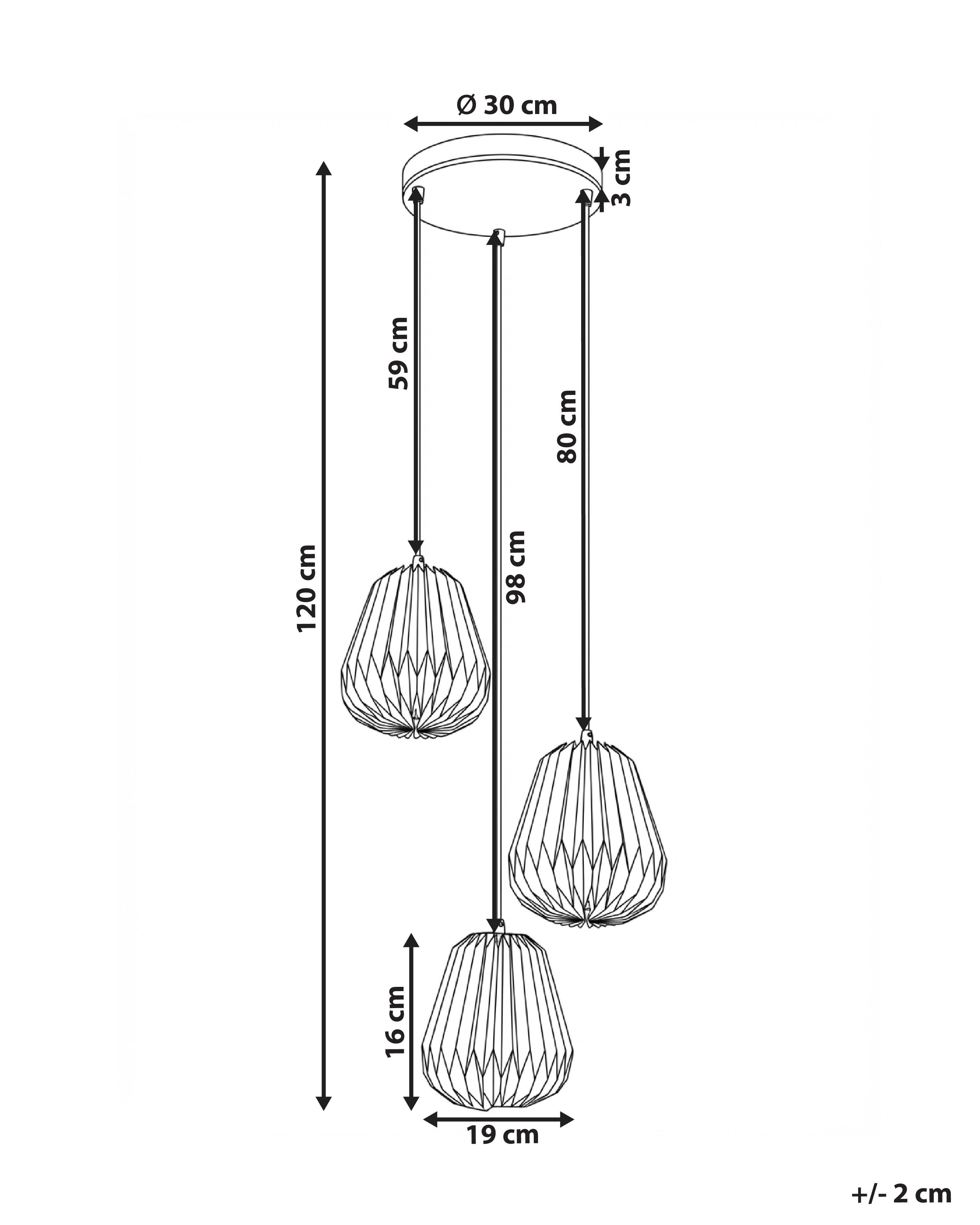 3-lichts hanglamp HONDE Papier Wit