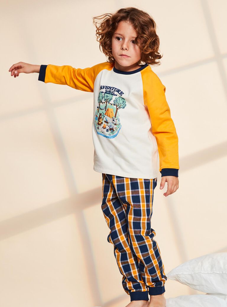 Ensemble pyjama thème forêt à carreaux