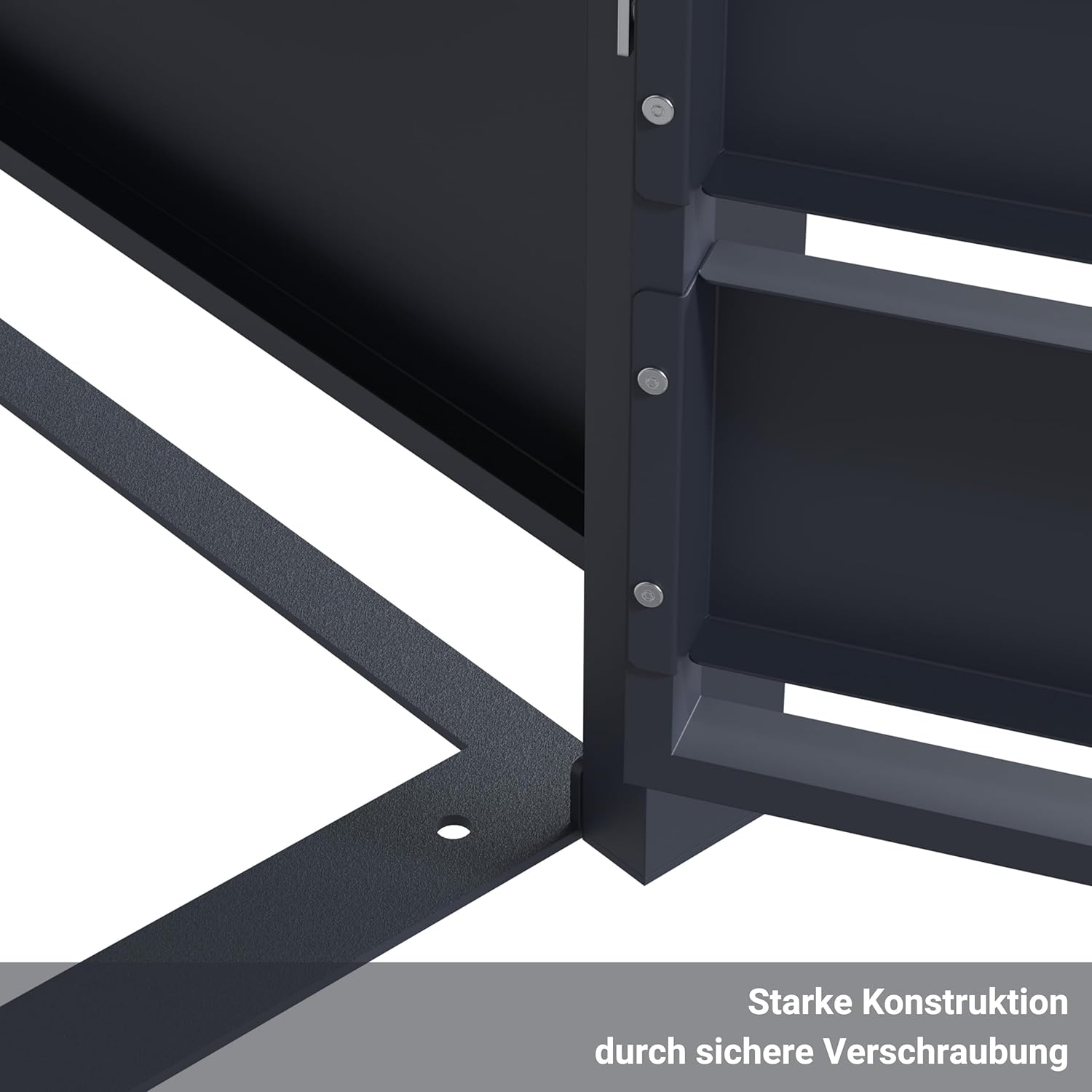Mülltonnenbox Metall Anthrazit für 3×240L - Mülltonnenunterstand mit Pflanzdach, integrierter Auffangkette zur Kippbegrenzung, pulverbeschichtet, wetterfest - B196×T80×H124 cm