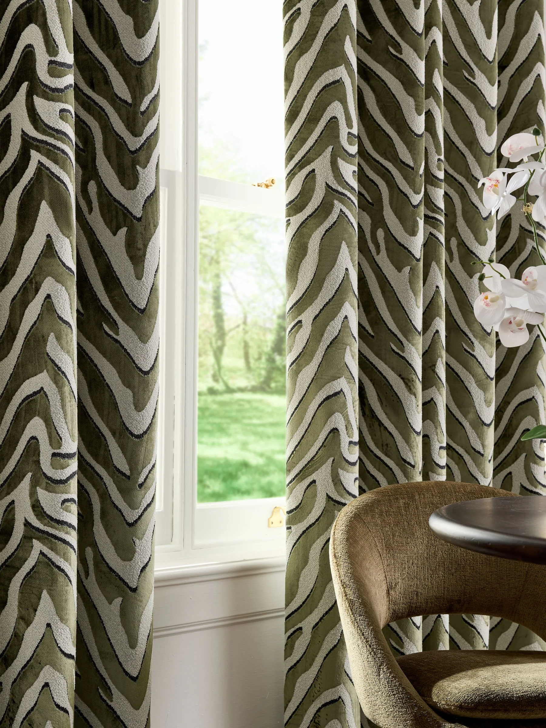 Collection Luxe Heavyweight Velvet Animal Print Eyelet Lined Curtains