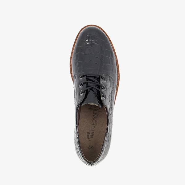 Natuform dames veterschoenen met croco print