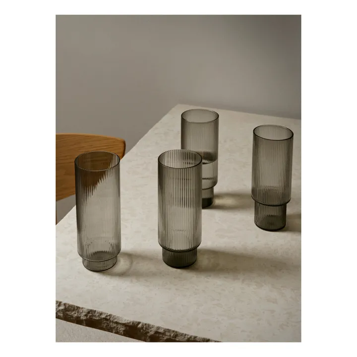 Ferm Living Verres long Ripple - Set de 4 | Gris