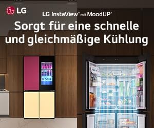 LG GMV960NNME, Klasse E, 617 L, MoodUp Multi-Door Kühlschrank mit InstaView, indivuell einstellbarer Farbänderungen, Musik Kollektion, LCD Display, Total No-Frost, Kompressor mit 10 Jahren Garantie