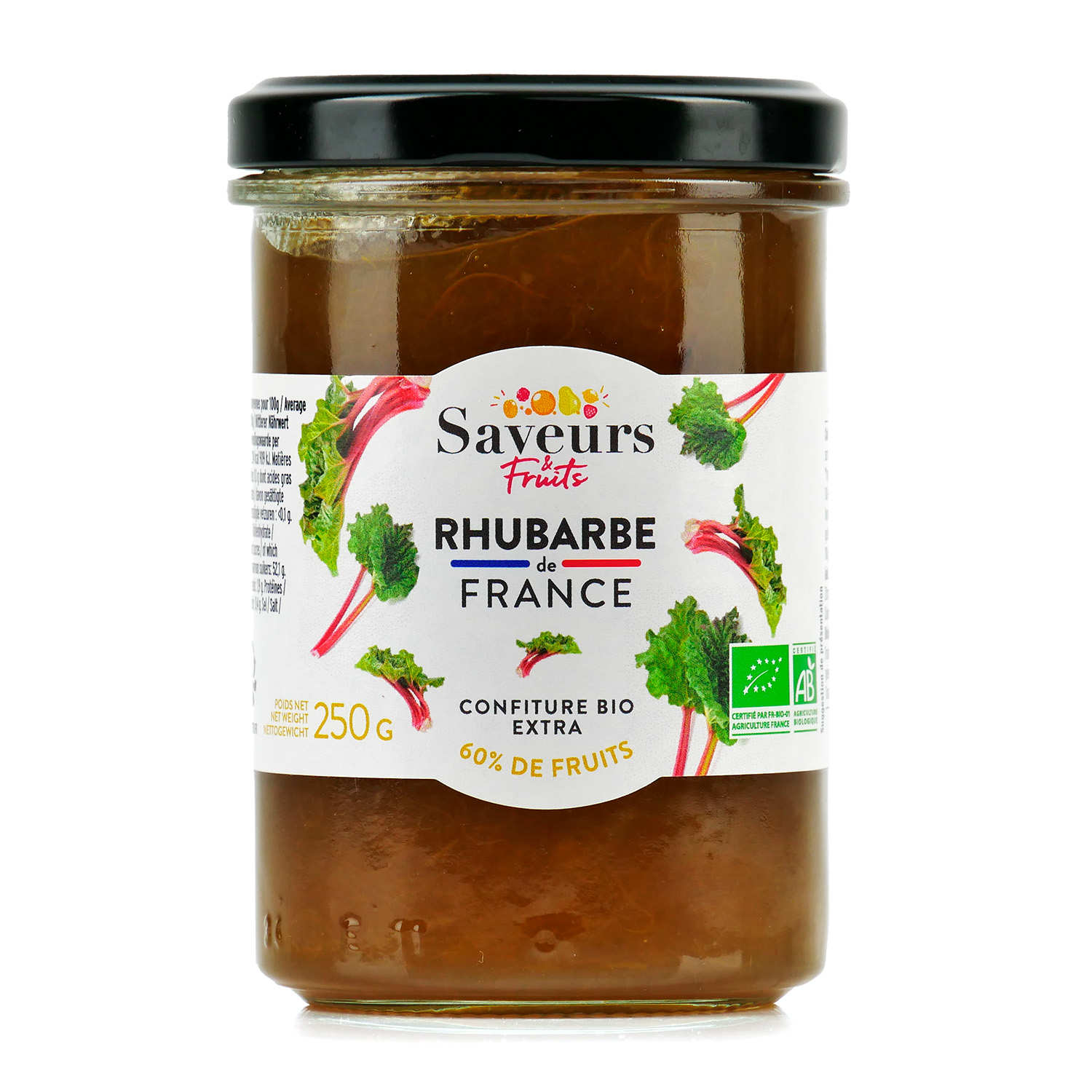 Confiture bio extra de rhubarbe de France