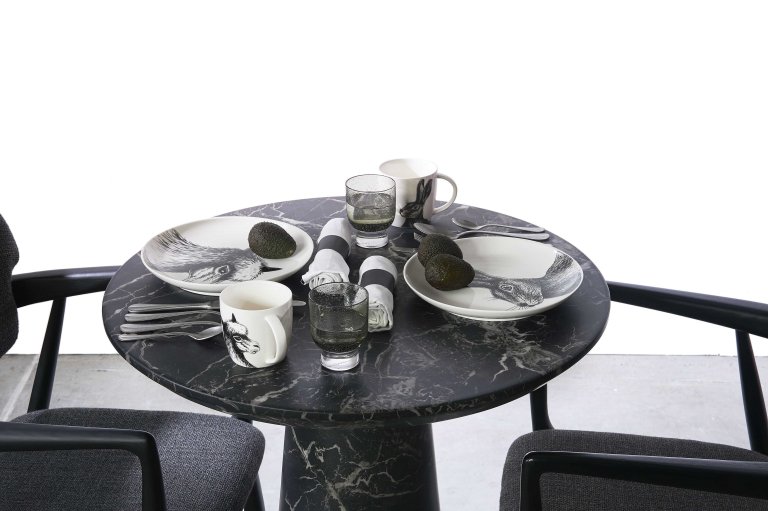 POLSPOTTEN Marble Look disc tafel 70 wit