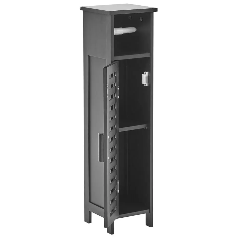 OLATHE - Toiletrolhouder - Zwart - Bamboehout