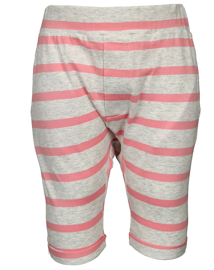 Baumwoll-Hose PINK STAR gestreift meliert in grau/rosa