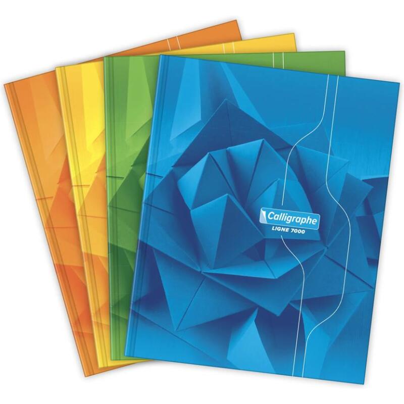 Cahier brochure rembordée rigide 7000 17x22 cm 192 pages grands carreaux 70 g - Assortis