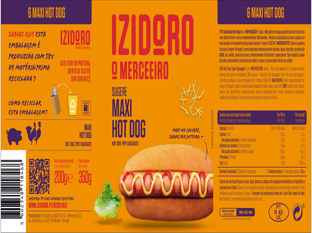 SALSICHAS HOTDOG IZIDORO 6 UN