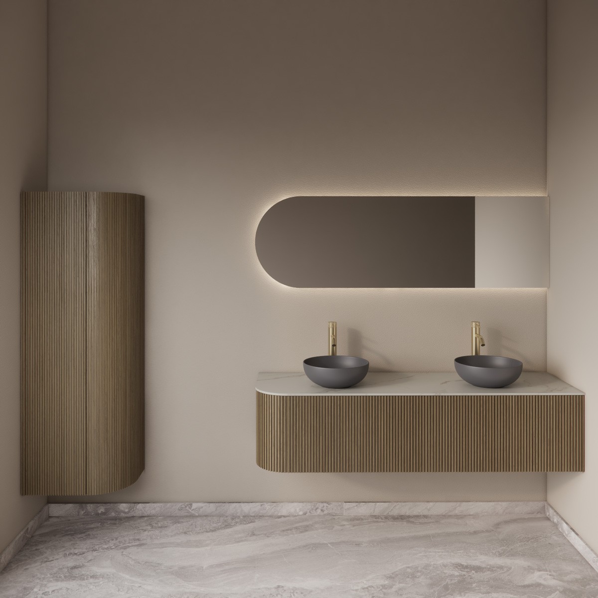 Gliss Design Zelus spiegel ovaal rechts 140x60cm met handsensor