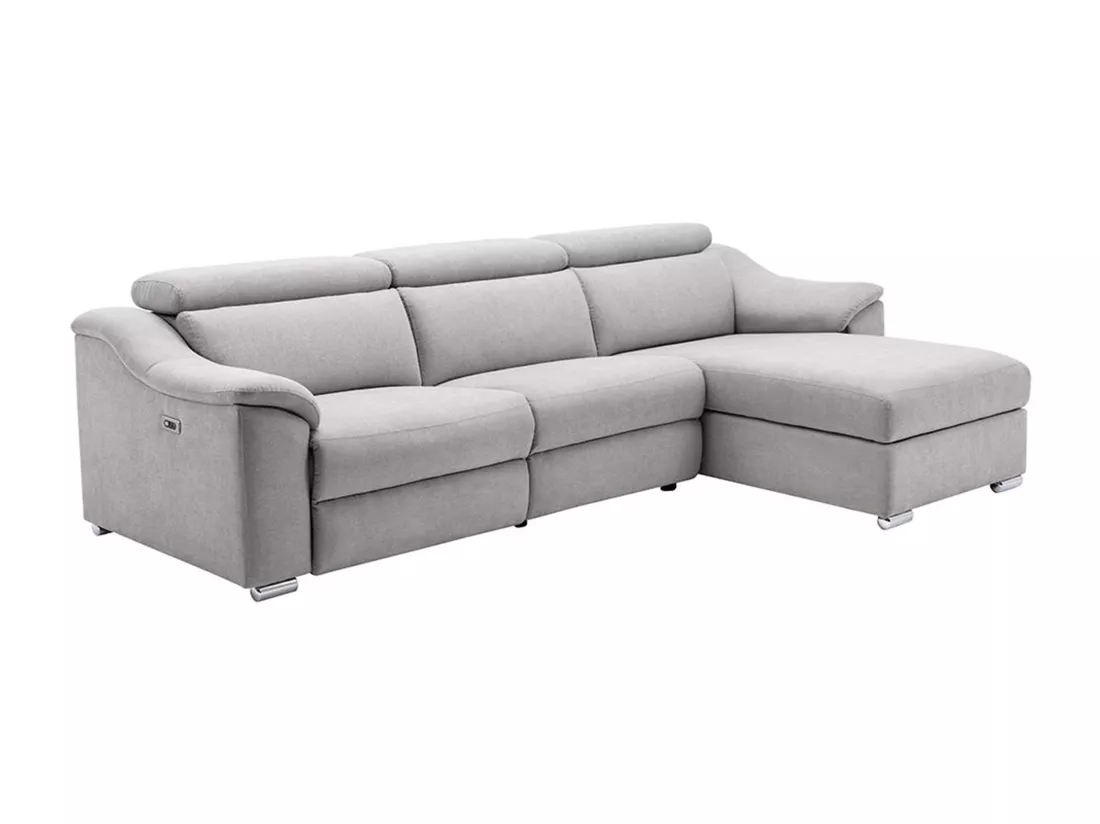 Canapé d'angle relax électrique en tissu gris clair PEDRERA - Angle droit