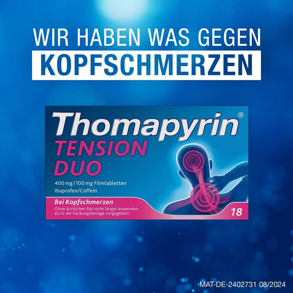 Thomapyrin TENSION DUO bei Kopfschmerzen: Ibuprofen/Coffein