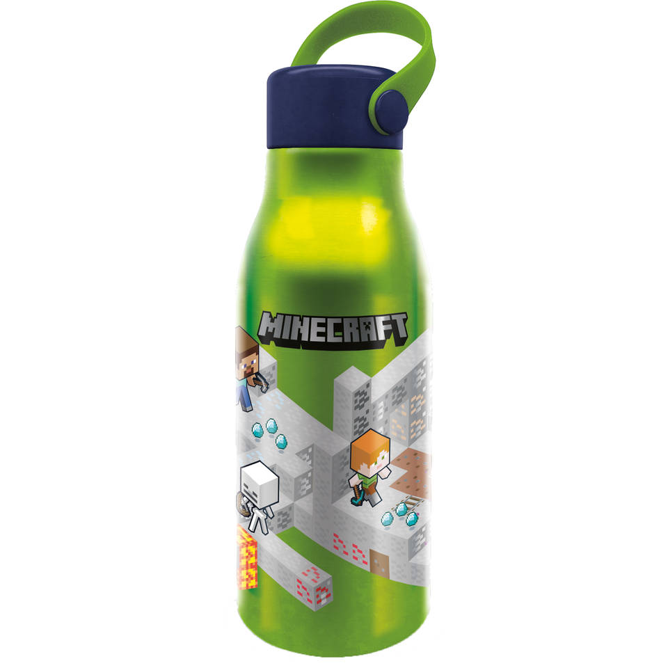 Minecraft drinkfles met handvat - aluminium