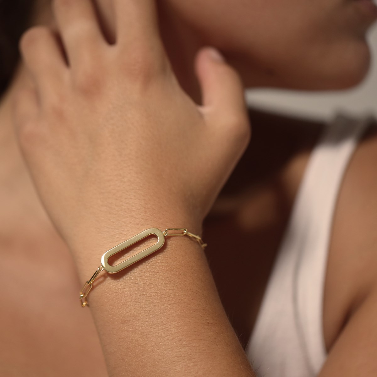 Bracelet Chaine Argent Rhodié Ovale Eva