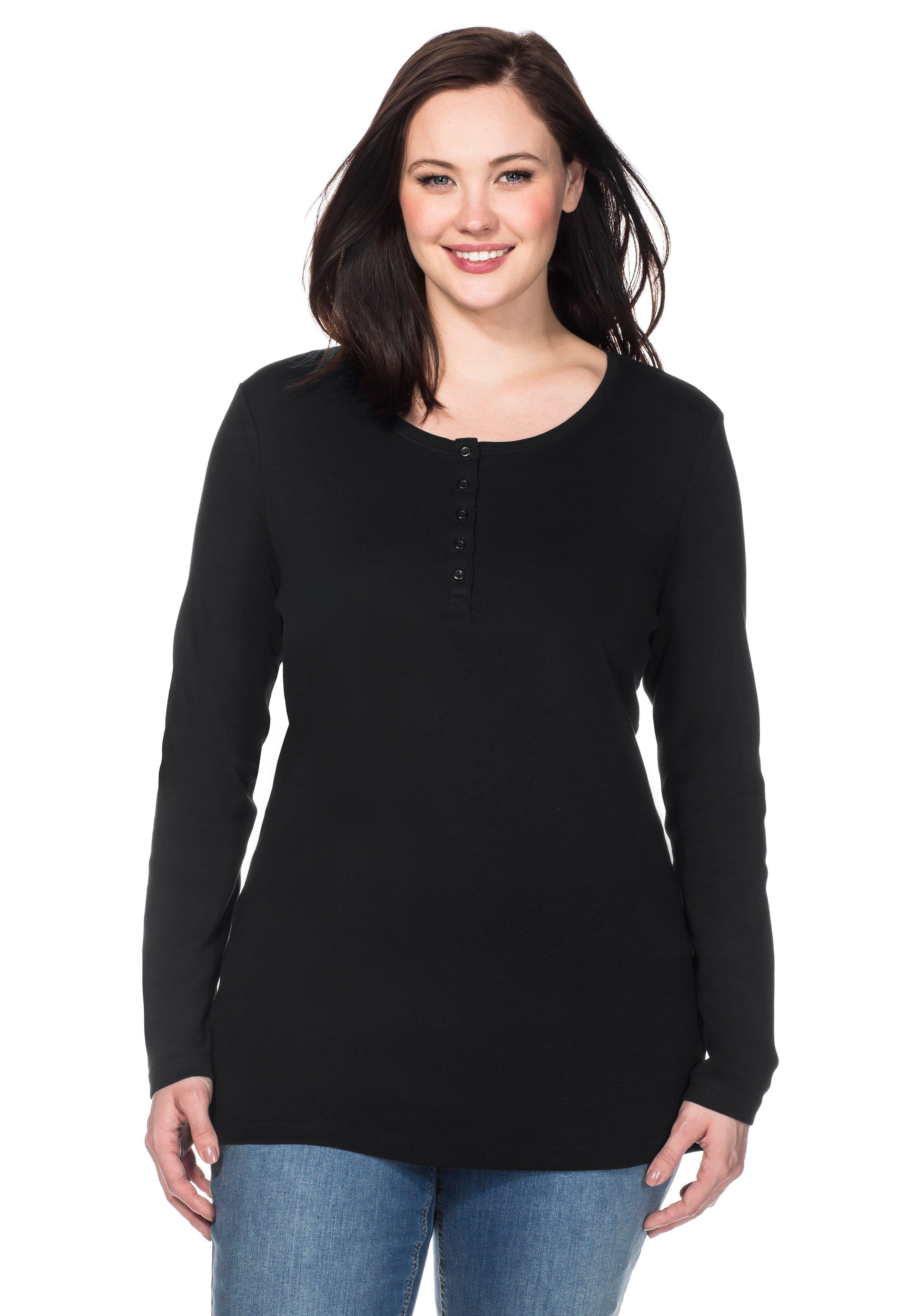 Langarmshirt mit Knopfleiste